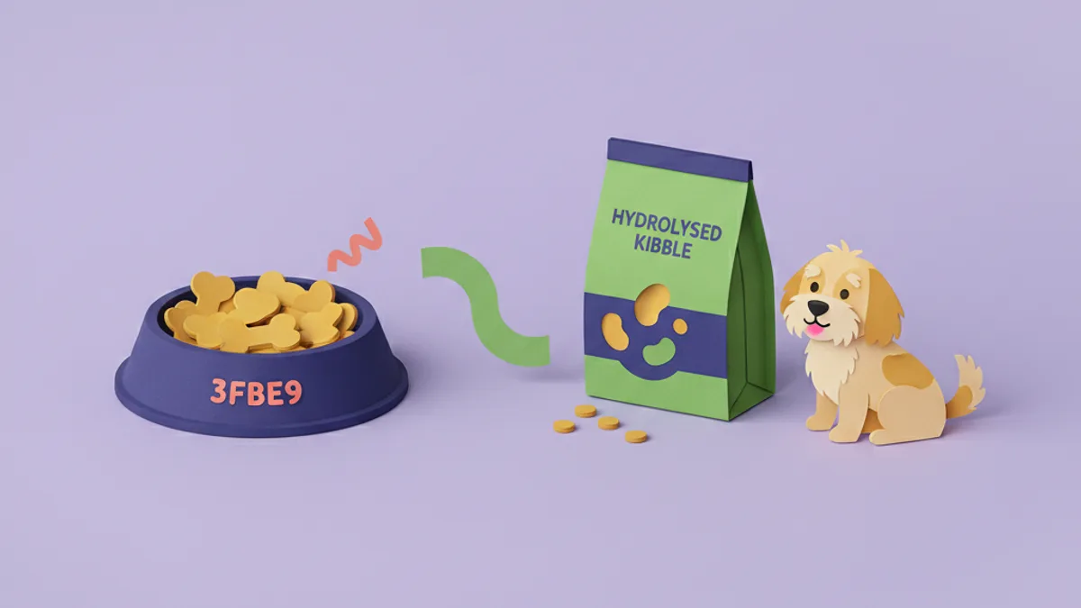 Paper-craft comparison of a novel-protein dog food bowl and a hydrolysed prescription kibble bag for an elimination diet