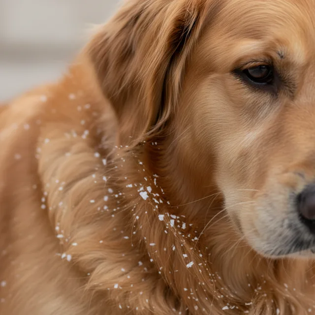 Flaking & dandruff in dogs — what it can look like