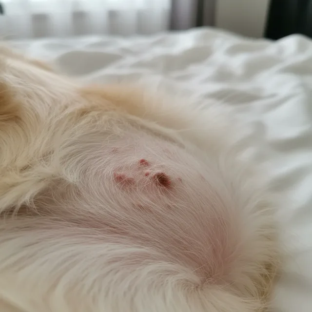 Red, inflamed skin in dogs — what it can look like